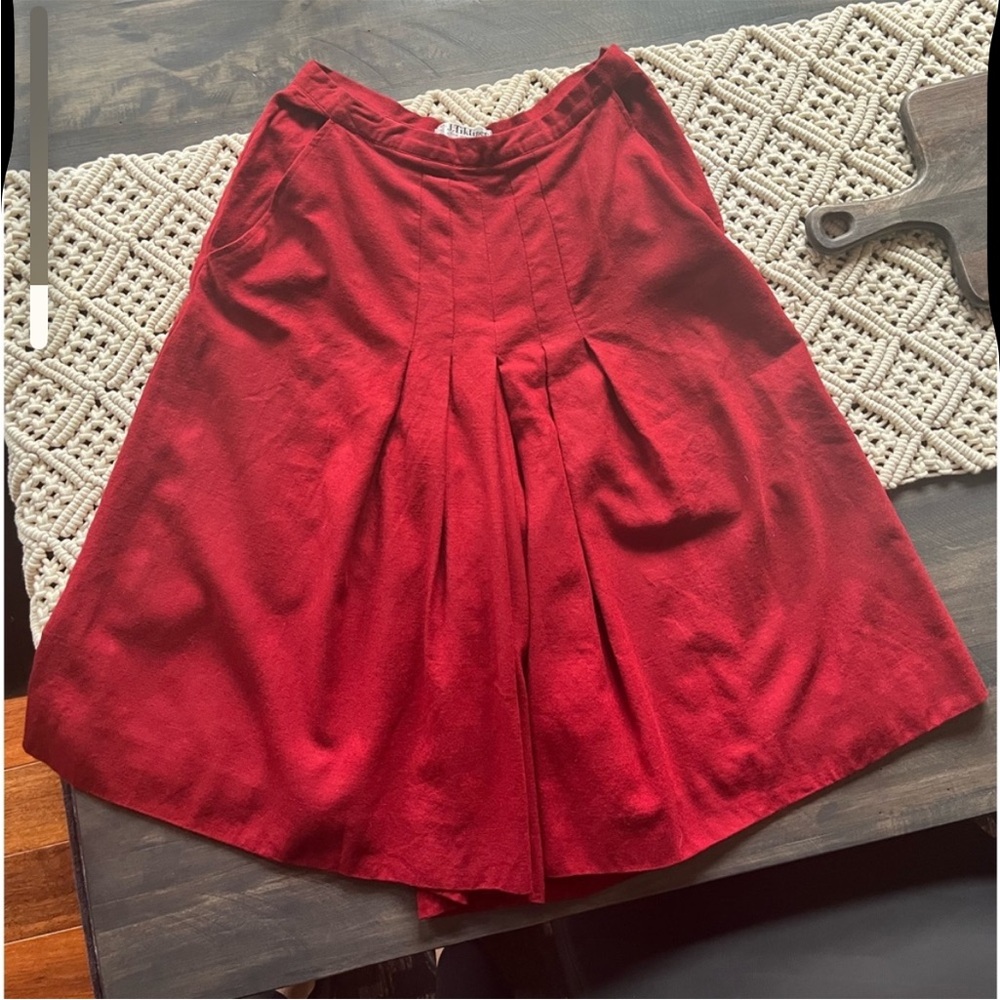J. TIKTINER Côte D’Azure NICE Red Wool Gaucho Pants Size 6 to 8 - Picture 5 of 11